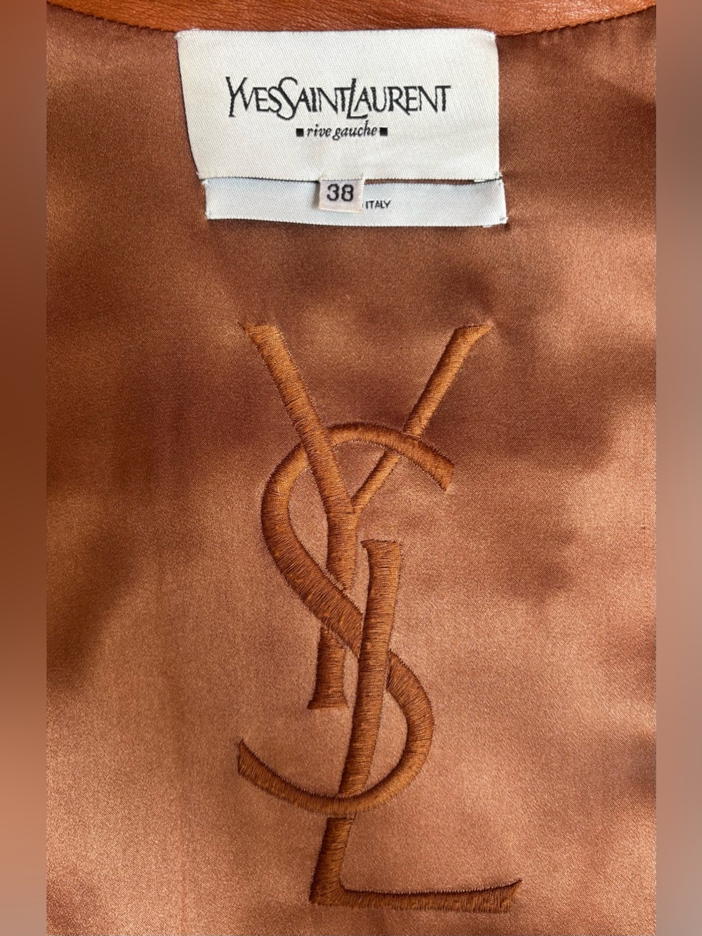 Yves Saint Laurent Rive Gauche Genuine Leather Jacket 38 | Made in Italy | Silk